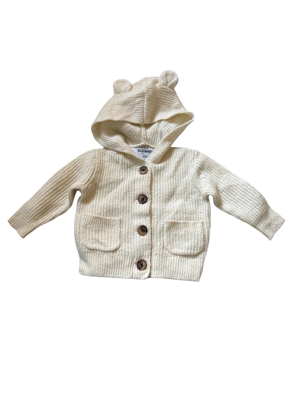 NWOT Old Navy Cream Hooded Knit Cardigan with Ear Details